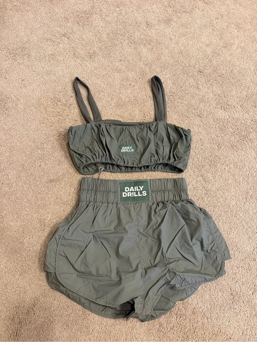 Daily Drills Olive Green Athletic Shorts - Girls